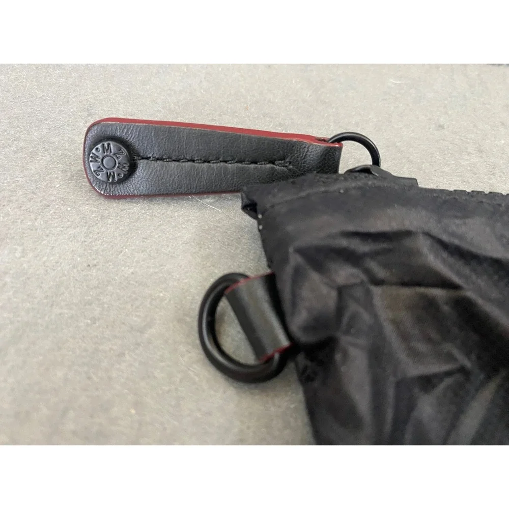 MZ Wallace Black Nylon Zipper Pouch Travel Organizer with Leather Logo Patch